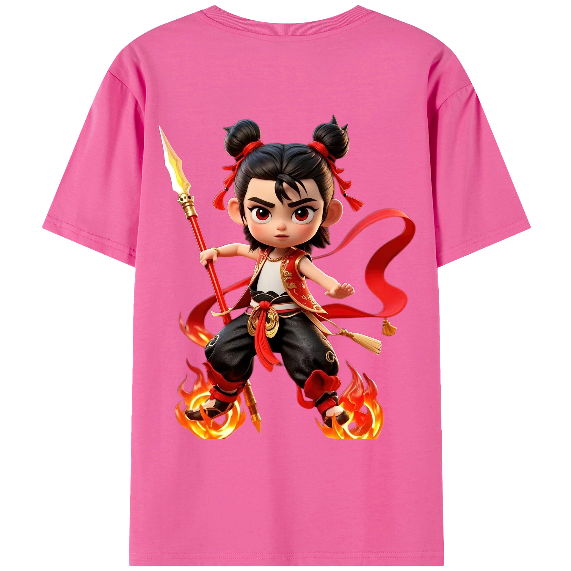 （画像用） Ne Zha 2 ナタ 魔童の大暴れ レディース半袖Tシャツ(バックプリント)